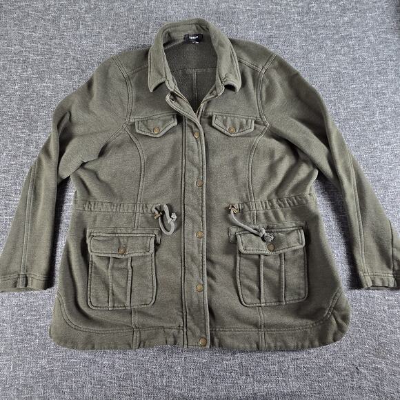 Torrid Jacket French Terry Knit Utility Shirt Jacket Green Size 1 - Picture 1 of 8
